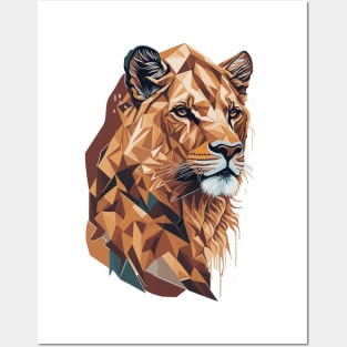 Geometric Lioness Posters and Art